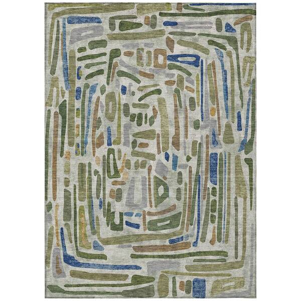 Chantille Machine Washable Indoor/Outdoor Abstract ACN2432 Green 9 ft. x 12 ft. Area Rug