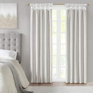 Natalie White Polyester 50 in. W x 84 in. L Twist Tab Total Blackout Curtain (Single Panel)