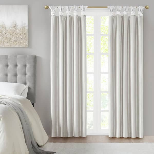 Madison Park Natalie White Polyester 50 in. W x 95 in. L Twist Tab Total Blackout Curtain (Single Panel)