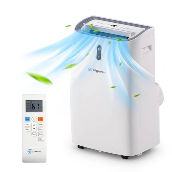9,500 BTU (DOE SACC) Portable Air Conditioner in White Cools 700 sq. ft. with Heater and Dehumidifier, Remote