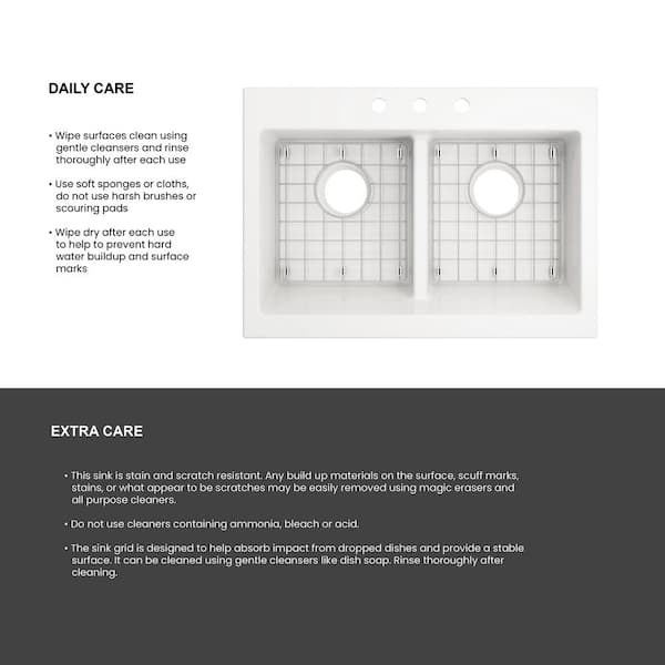 34 in. Farmhouse/Apron-Front 3-Hole Double Bowl White Fireclay Kitchen Sink with Bottom Grid