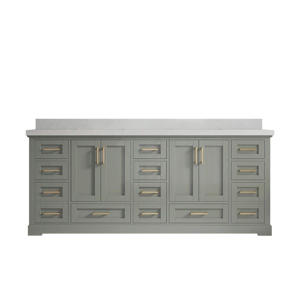 Boston 84 in. W x 22 in. D x 36 in. H Double Sink Bath Vanity in Evergreen with 2 in. Carrara Qt. Top price history on PriceWatchPro