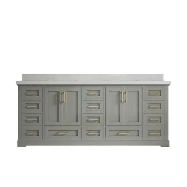 Willow Collections Boston 84 in. W x 22 in. D x 36 in. H Double Sink Bath Vanity in Evergreen with 2 in. Carrara Qt. Top