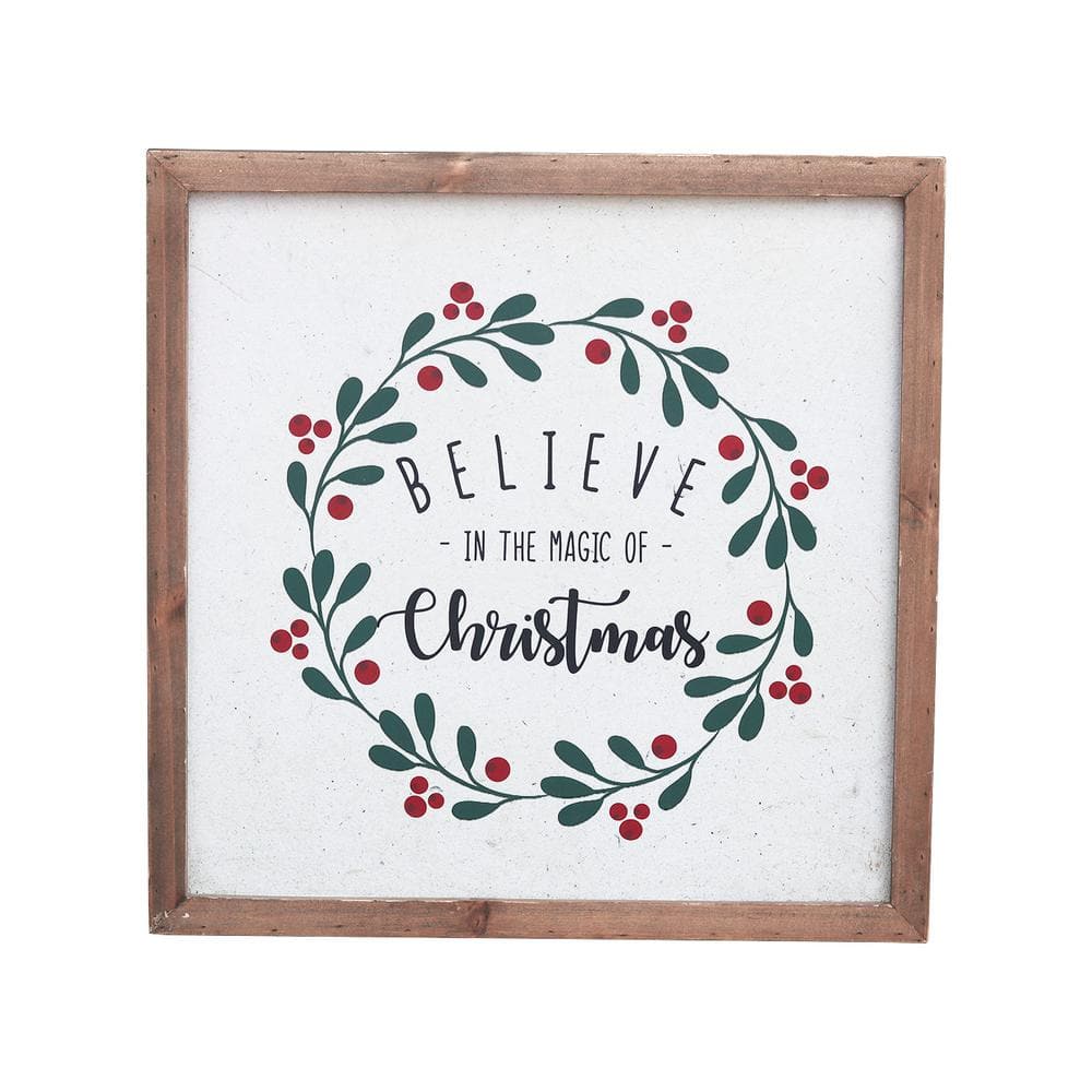 Rustic Brown Wood Believe in the Magic of Christmas Wall Sign