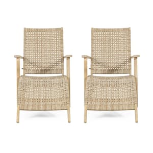 Snumshire Wicker Outdoor Lounge Chair with Ottoman (2-Pack)
