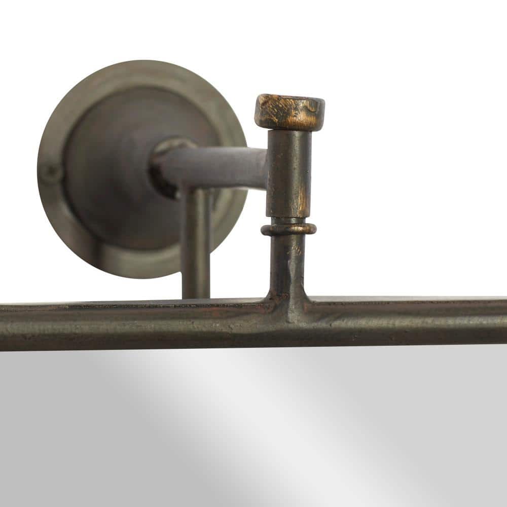 Industrial Black Rectangular Wall Mirror with Pull Handle