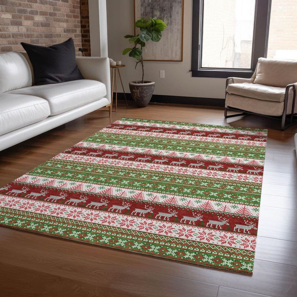 Chantille Machine Washable Indoor/Outdoor Abstract ACN1818 Green 8 ft. x 10 ft. Area Rug price history on PriceWatchPro