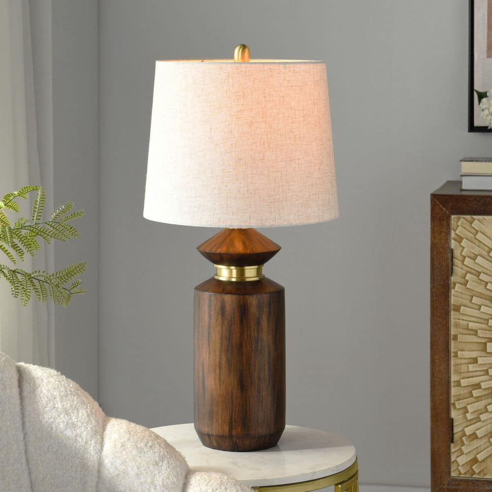 Jean 29 in. Brown Transitional Bedside Table Lamp for Living Room with Beige Linen Shade price history on PriceWatchPro
