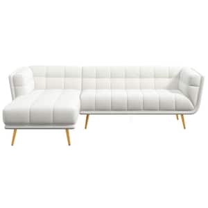 Kansas 102 in. W Square Arm 2-piece L-Shaped Boucle Fabric Modern Left Facing Corner Sectional Sofa in Cream (Seats 4)