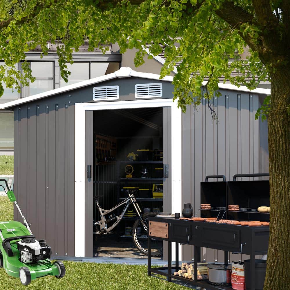 10 ft. x 8 ft. Metal Shed Outdoor Waterproof Storage with Lockable Door for