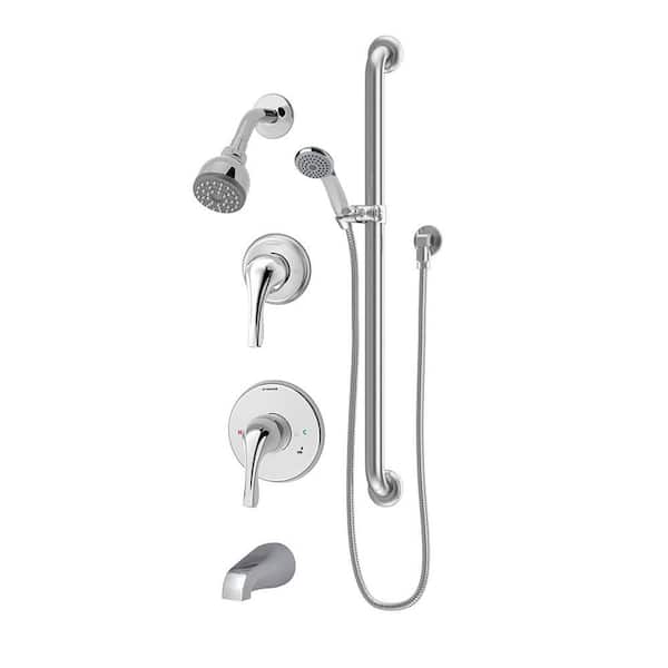 Symmons Origins Temptrol 1-Spray Dual Showerhead and Handheld Showerhead with Stops in Polished Chrome (Valve Included)