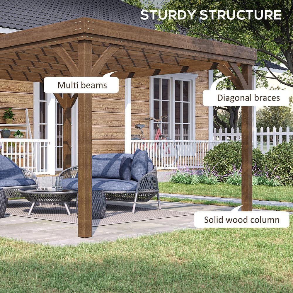 Outsunny 10' x 12' Brown Fir Wood Pergola Gazebo