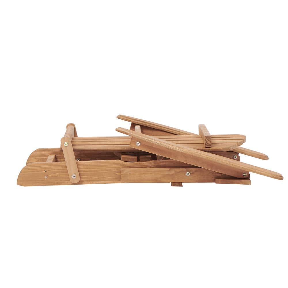 Light Brown Solid Cedar Wood Folding Adirondack Chairs (Set of 2)