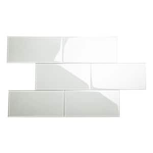 Light Gray 6 in. x 12 in. x 8mm Glass Subway Tile (5 sq. ft./Case)