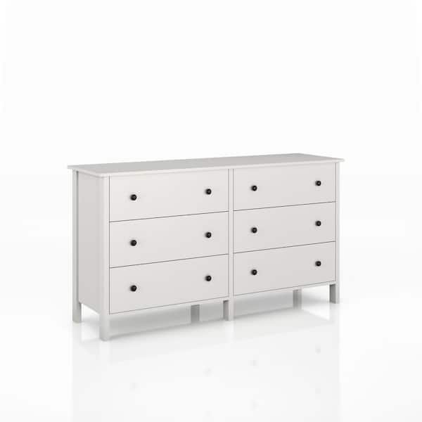 Furniture of America London 6-Drawer White Chest of Drawers 29 in
