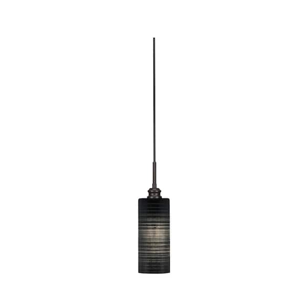 Unbranded Albany 60-Watt 1-Light Espresso Pendant Mini Pendant Light Black Matrix Glass and Light Bulb Not Included