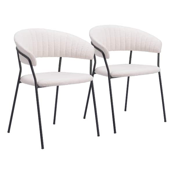 ZUO Josephine Cream Boucle Fabric Dining Chair Set - (Set of 2)