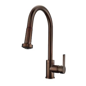 Fairchild Single Handle Deck Mount Gooseneck Pull Down Spray Kitchen Faucet with Lever Handle 2 in Oil Rubbed Bronze