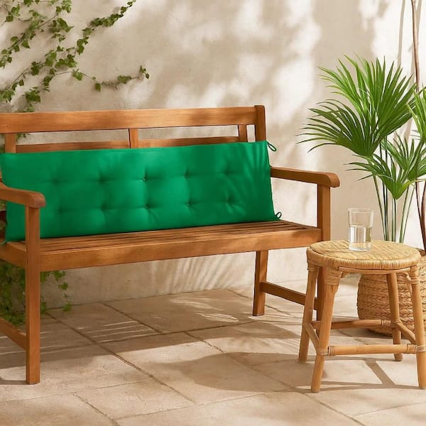 59.1 in. x 19.7 in. Green Rectangular Outdoor Cushion for Bench with Button Tufted Fabric