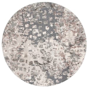 Madison Gray/Beige 3 ft. x 3 ft. Geometric Abstract Round Area Rug