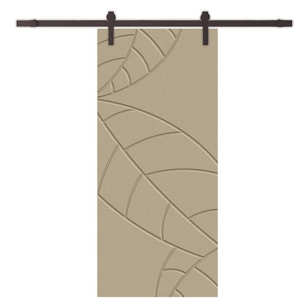 CALHOME 36 in. x 80 in. Unfinished Composite MDF Paneled Interior Sliding Barn Door with Hardware Kit