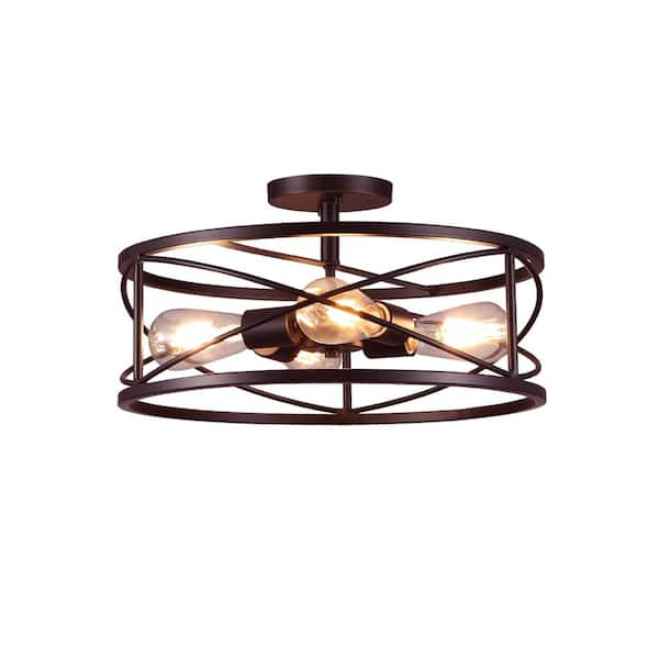 caged drum semi flush mount