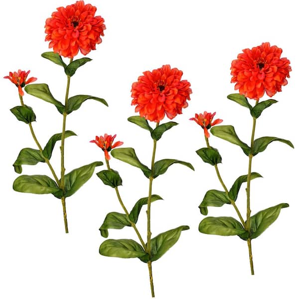 Regency International 30 in. Orange Artificial Zinnia Flower Bud