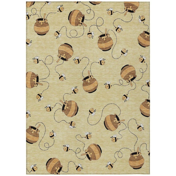 Chantille Machine Washable Indoor/Outdoor Abstract ACN2650 Wheat 9 ft. x 12 ft. Area Rug
