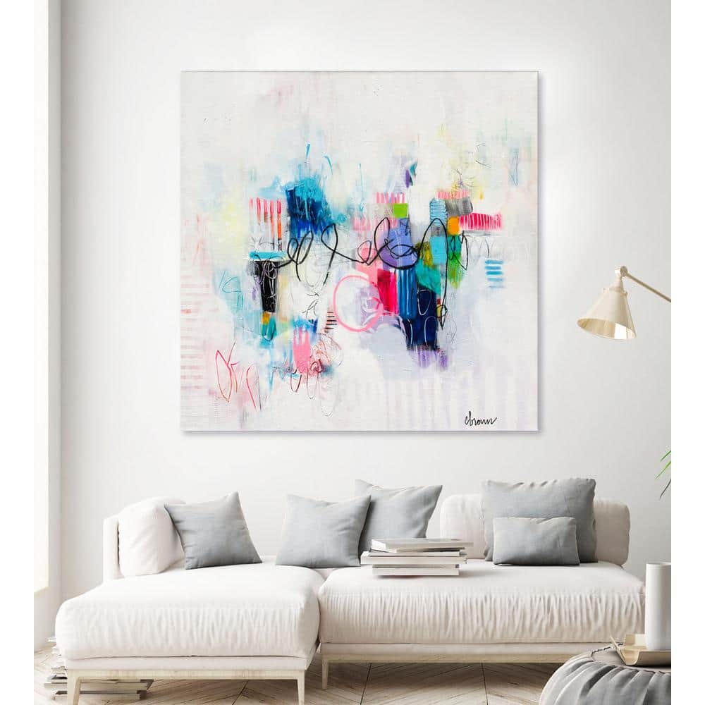 Possibilities of the Heart Pink and Blue Abstract Canvas Art Print 84 in.