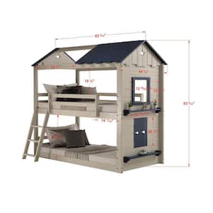 Grey Star Gaze Bunk Bed with Blue Tent Kit