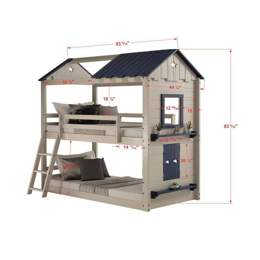 Starlight Hideaway Twin Bunk Bed in Rustic Gray Pine