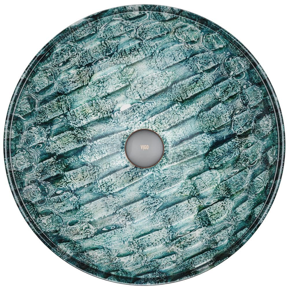 Oceania Teal and Aqua Glass Circular Vessel Sink