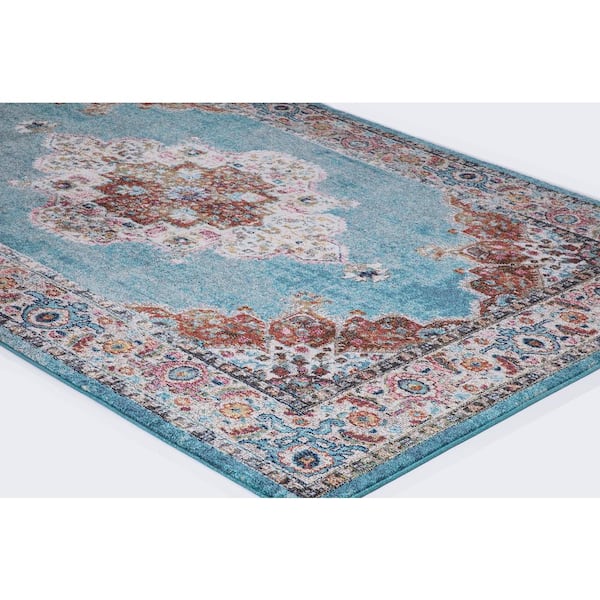 Vintage Collection Elegance Blue 2 ft. x 7 ft. Medallion Runner Rug