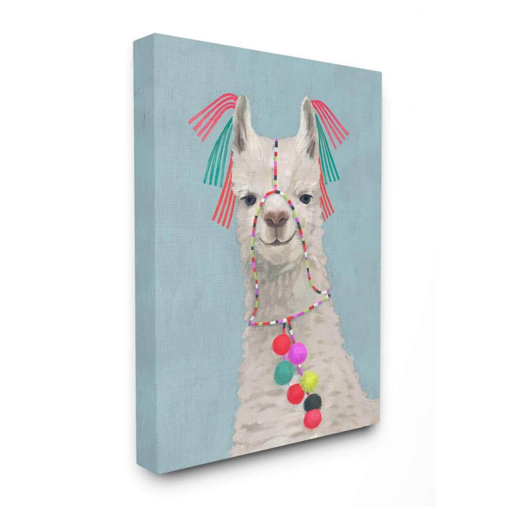 16 in. x 20 in. Llama Adorned in Tassels and Pom Poms Painting by Vict