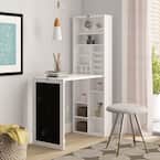30 in. Rectangular White Floating Desk with Built-In Storage