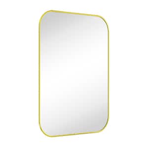 Lucia 30 in. W x 40 in. H Small Contemporary Rounded Rectangular Framed Wall Mounted Bathroom Vanity Mirror in Gold