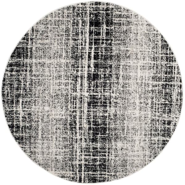 SAFAVIEH Adirondack Ivory/Black 4 ft. x 4 ft. Round Gradient Solid Area Rug