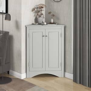 17 in. W x 17 in. D x 32 in. H Gray Wood Linen Cabinet with Adjustable Shelves