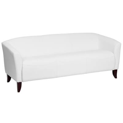 White Sofas Living Room Furniture, White Leather Sofa With Nailheads