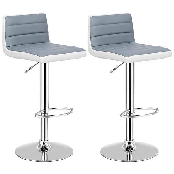 Clihome Set of 2 Adjustable Heights Barstool with PU Leather