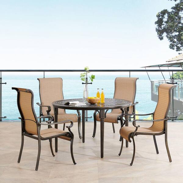 Aluminum Outdoor Dining Set, 50 Inch Round Dining Table Set