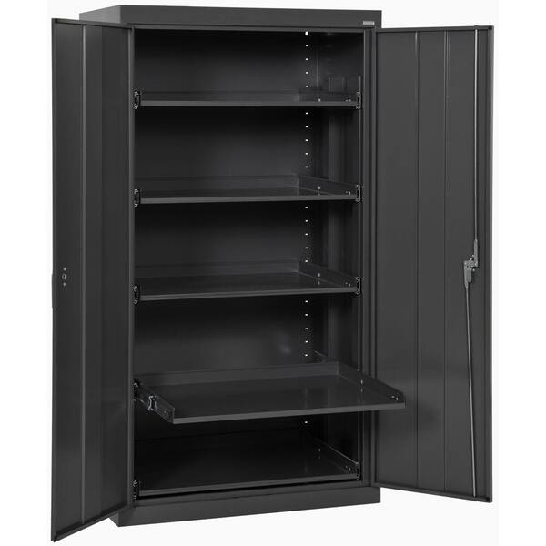 Sandusky Heavy Duty Steel Freestanding Garage Cabinet in Black (36 in. W x 66 in. H x 24 in. D)