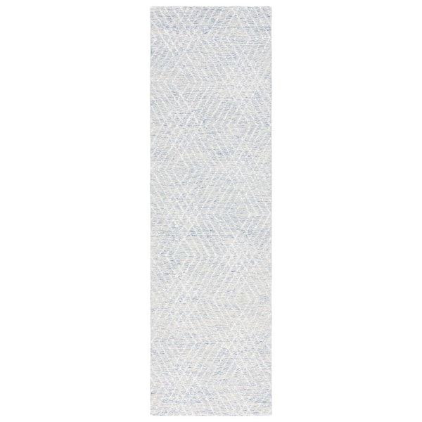 SAFAVIEH Abstract Blue/Ivory 2 ft. x 8 ft. Chevron Marle Runner Rug