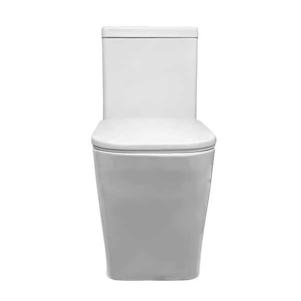 Dual Flush 1.1/1.6 GPF Square Bowl Shape 1-piece Toilet in Glossy White with Comfort Height Seating, Floor Mounted