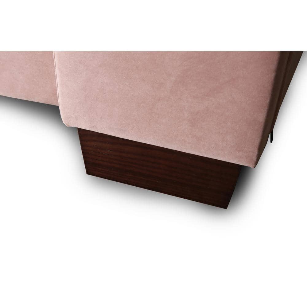 Blush Pink Velvet Upholstered Full/Double Bed with Curved Headboard