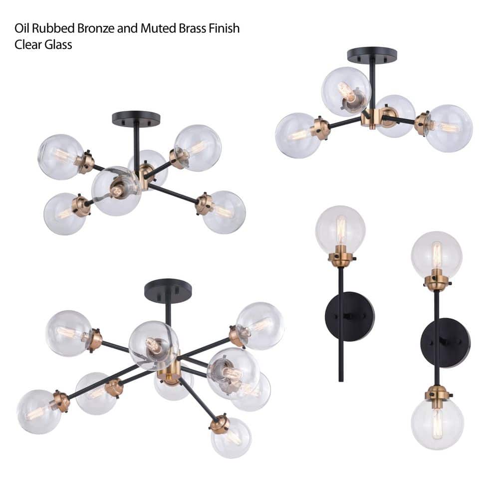 Orbit 20" Bronze and Glass Sputnik Ceiling Light