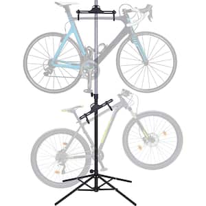 2-Bike Freestanding Bike Rack Adjustable and Foldable Bike Storage Stand