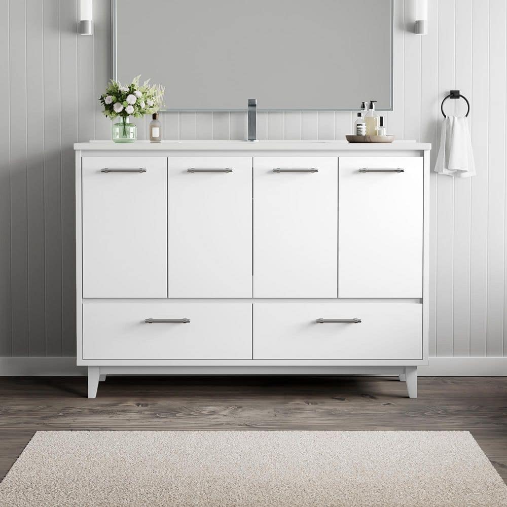 48 in. White Wood Storage Cabinet with Drawers price history on PriceWatchPro