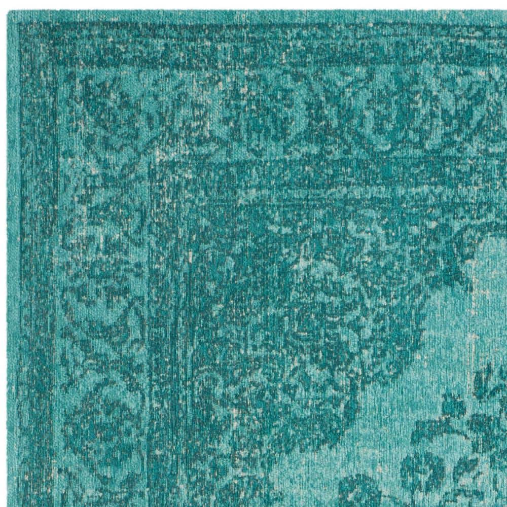 Aqua Rectangular Flat Woven Cotton Viscose Area Rug