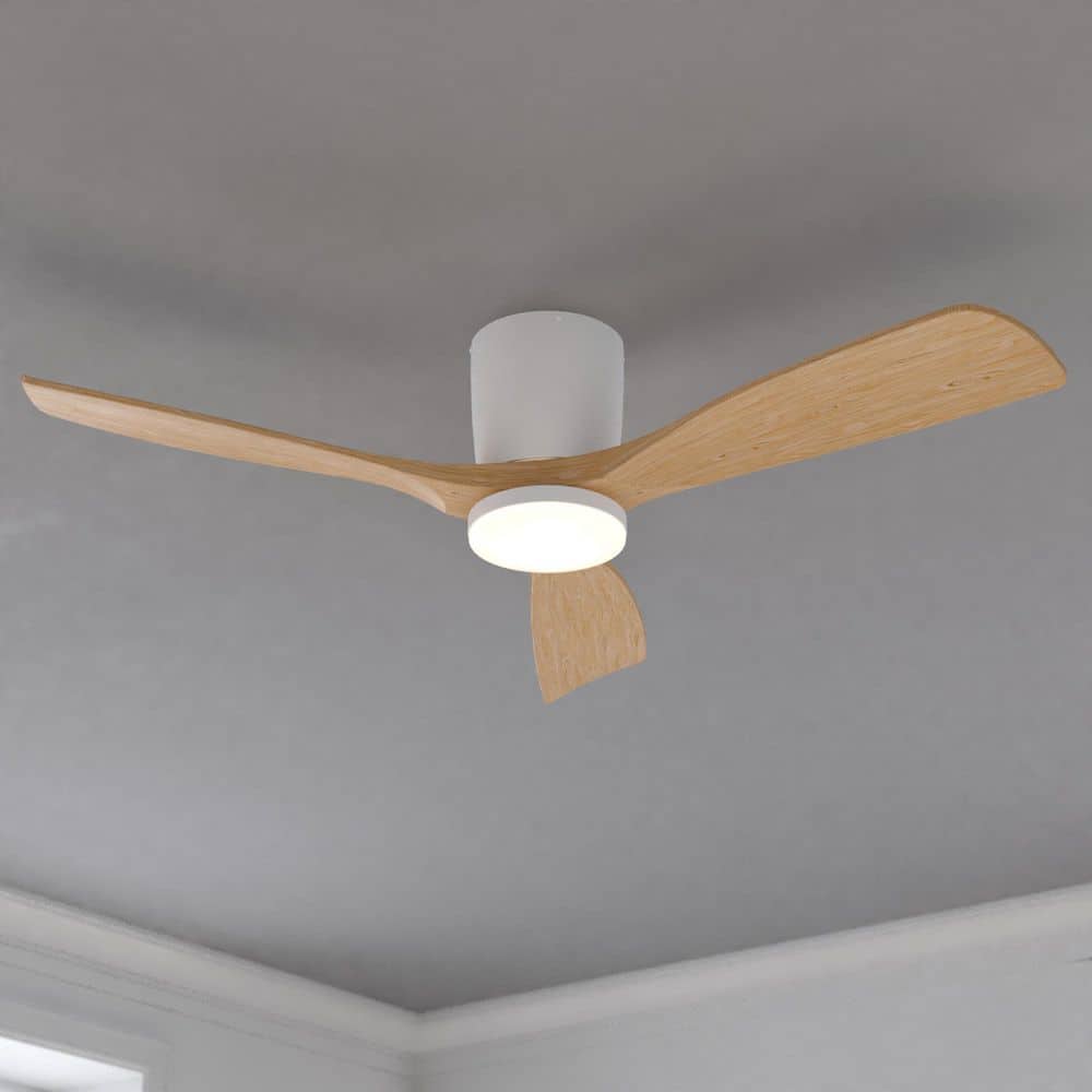 VAXCEL Maplewood 52 in. Matte White Light Maple, Flush Mount